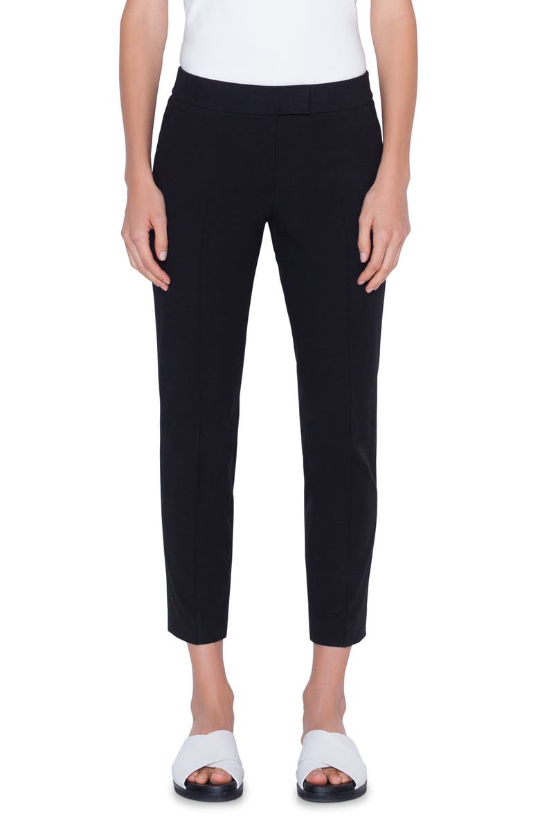 Akris punto Frankie Stretch Cotton Pants, Main, color, Black