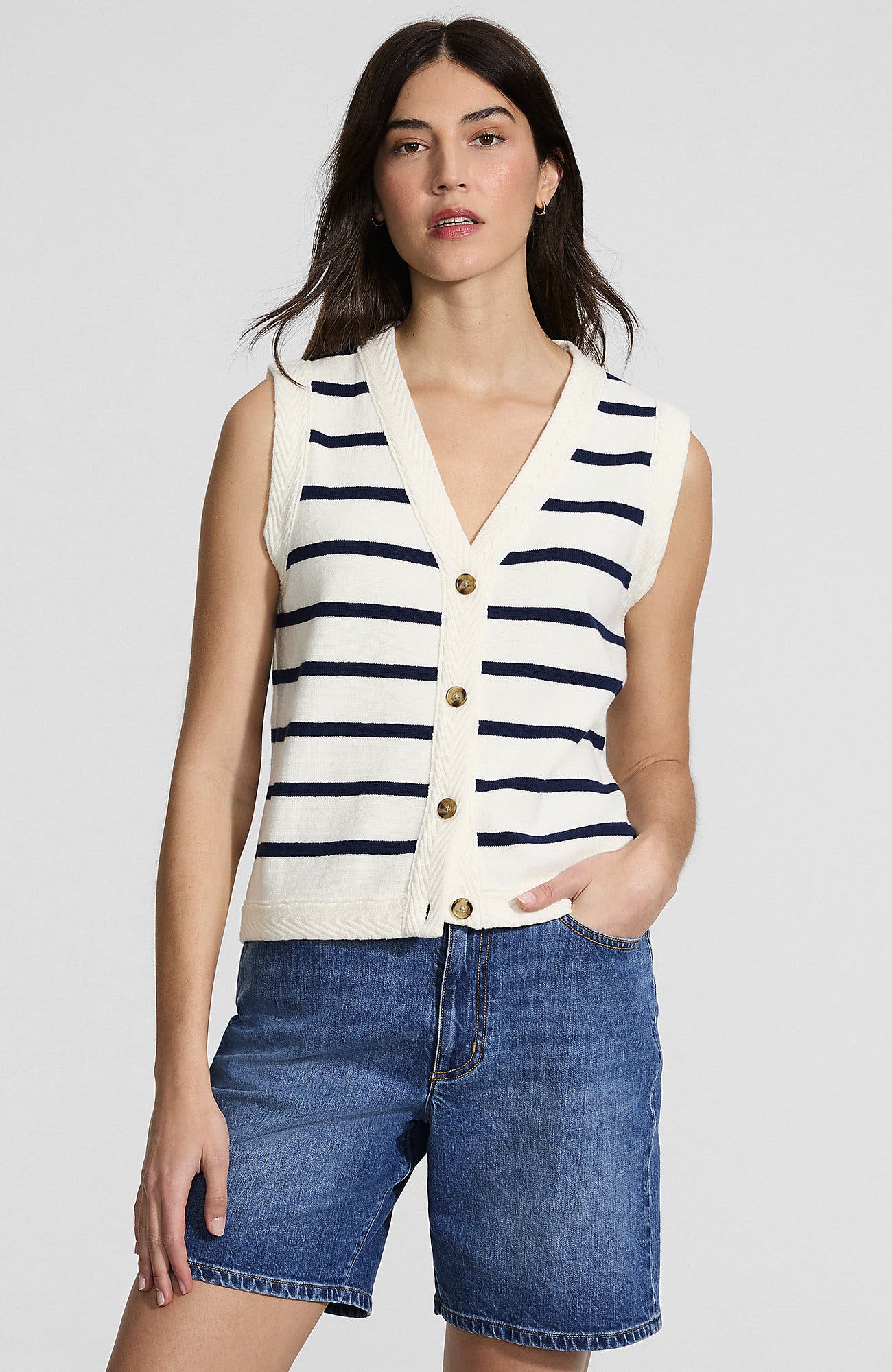 Ivory/Deep Sea Navy Stripe