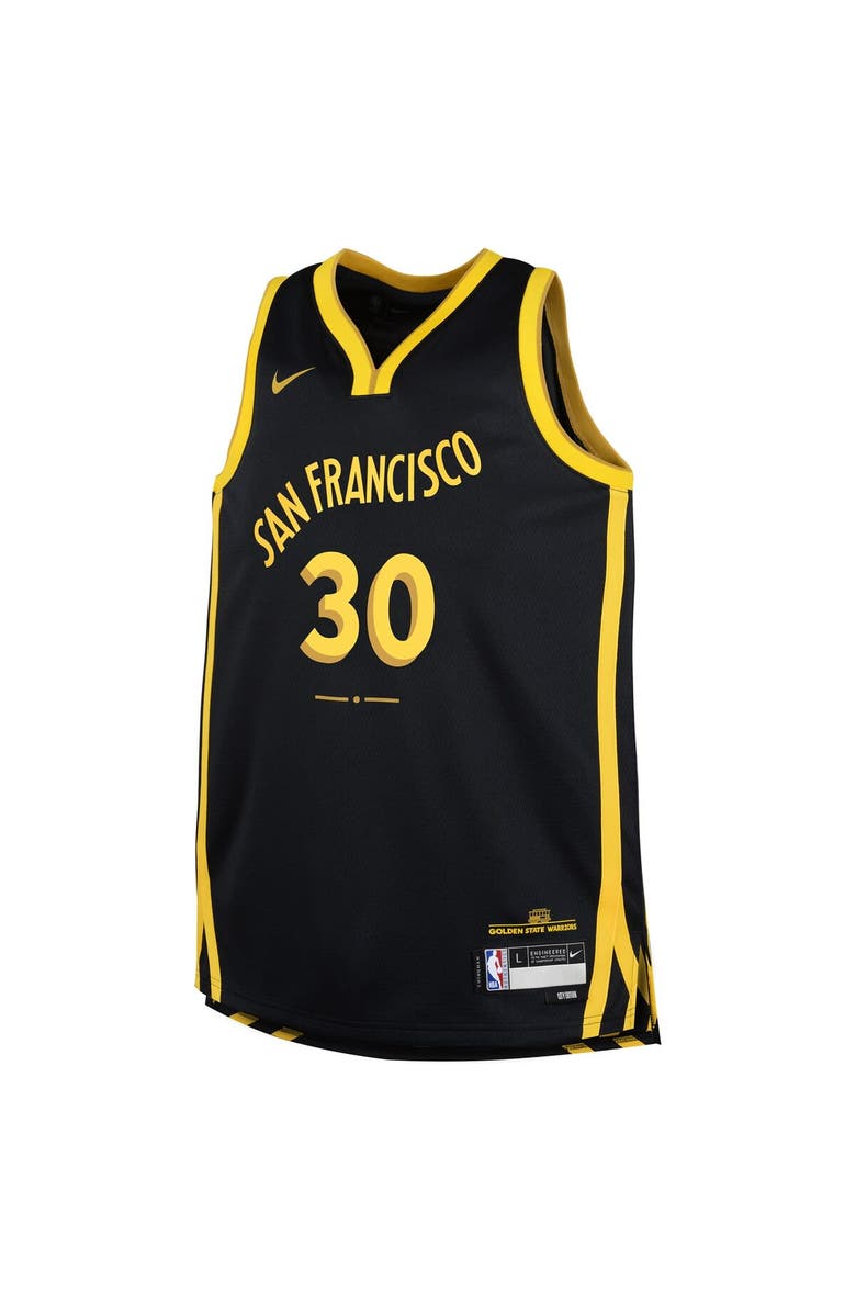 Nike Youth Nike Stephen Curry Black Golden State Warriors Swingman Replica Jersey - City Edition, Alternate, color,