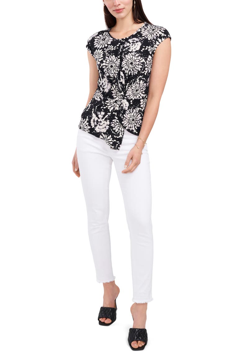 Floral Twist Front Top, Alternate, color, RICH BLACK
