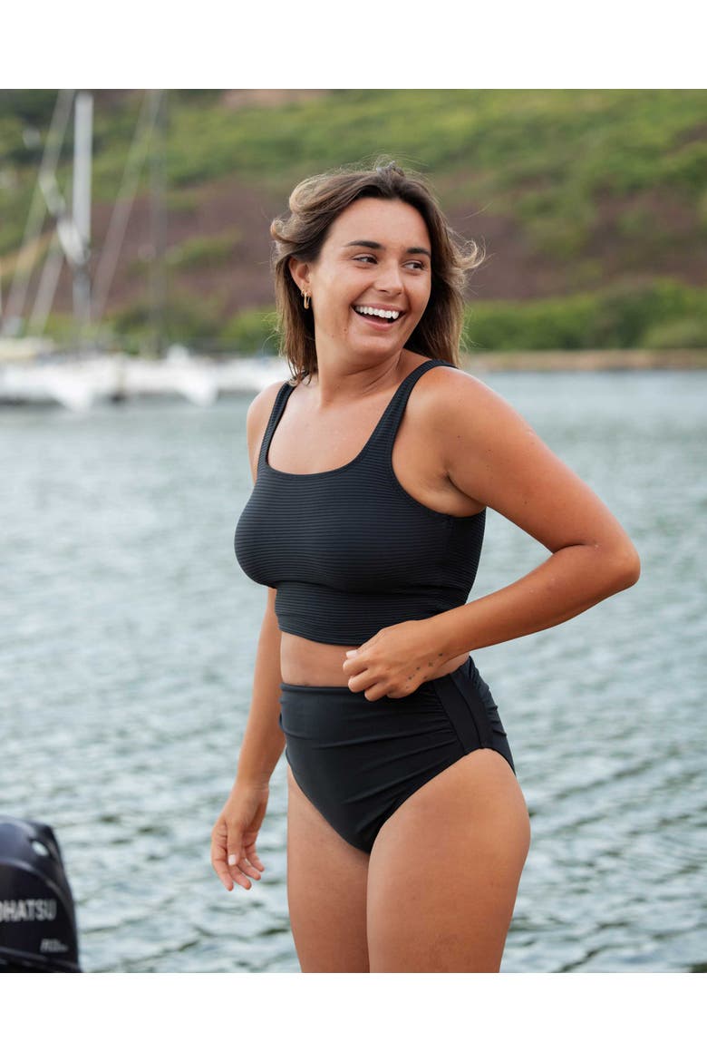 Flat Rib Core Midkini, Alternate, color, Black