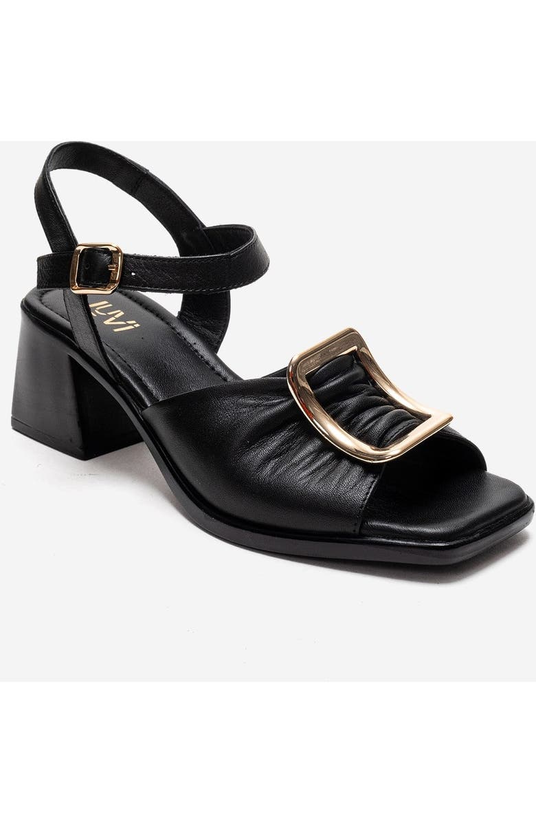 Forever & Always Shoes Asha Leather Block Heel Sandal, Alternate, color, Black