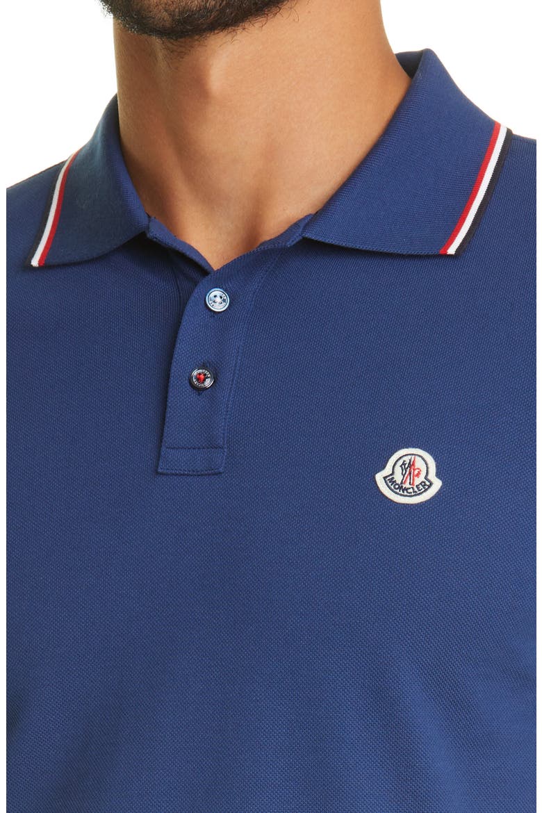Logo Patch Tipped Cotton Piqué Polo, Alternate, color, BLUE