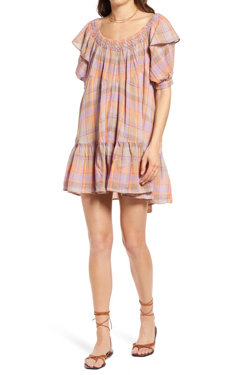 Free People Amelie Plaid Minidress, Main, color, 