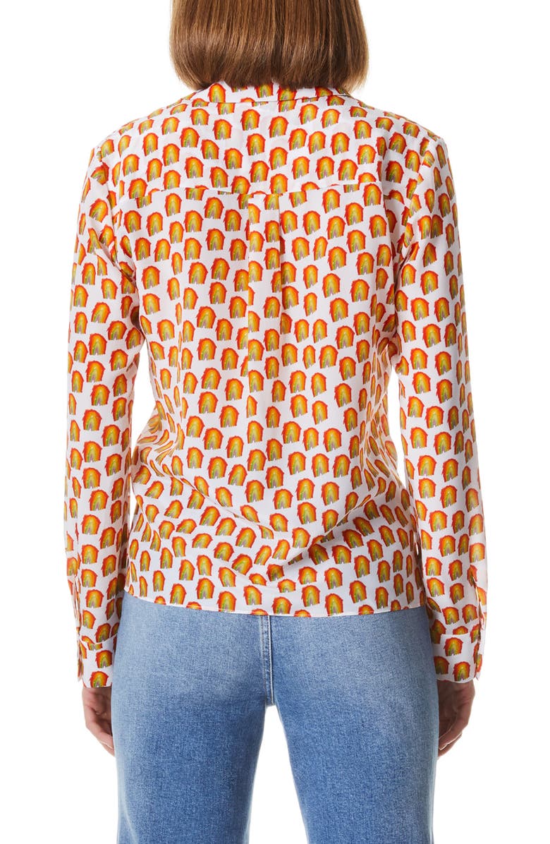 Alice + Olivia Willa Abstract Print Silk Button-Up Shirt, Alternate, color,