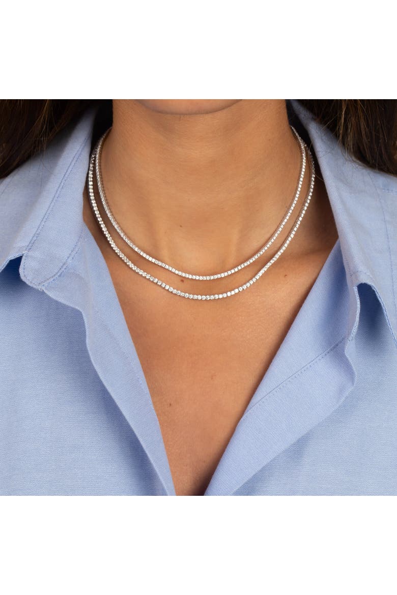 Lab Grown Diamond Four Prong Tennis Necklace 14K, Alternate, color, 14K Gold - 5 Carat