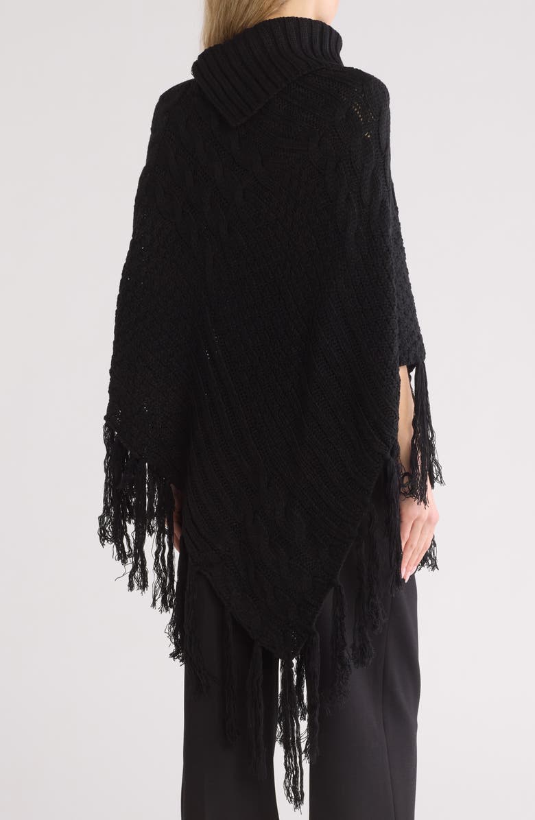 Nanette Lepore Turtleneck Button Sequin Cable Knit Poncho, Alternate, color, 