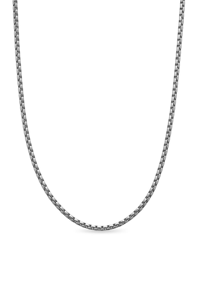 David Yurman Men's Box Chain Necklace in Grey Titanium, 2.7mm, Main, color, Titanium/ Silver