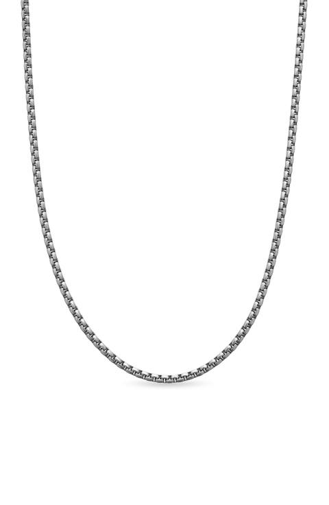 Men's Box Chain Necklace in Grey Titanium, 2.7mm