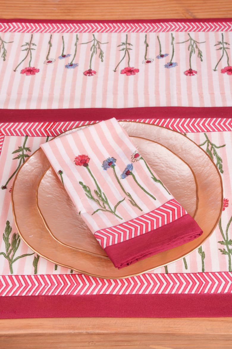 Wildflower Blockprint Napkins - Set of 4, Alternate, color, Multicolor