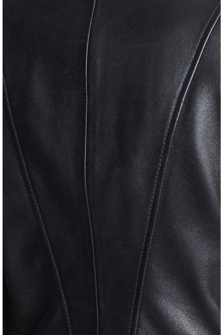 Front Zip Leather Jacket, Alternate, color, BLACK