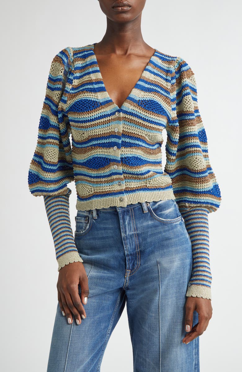 FARM Rio Mixed Waves Striped Cardigan, Main, color, Multi