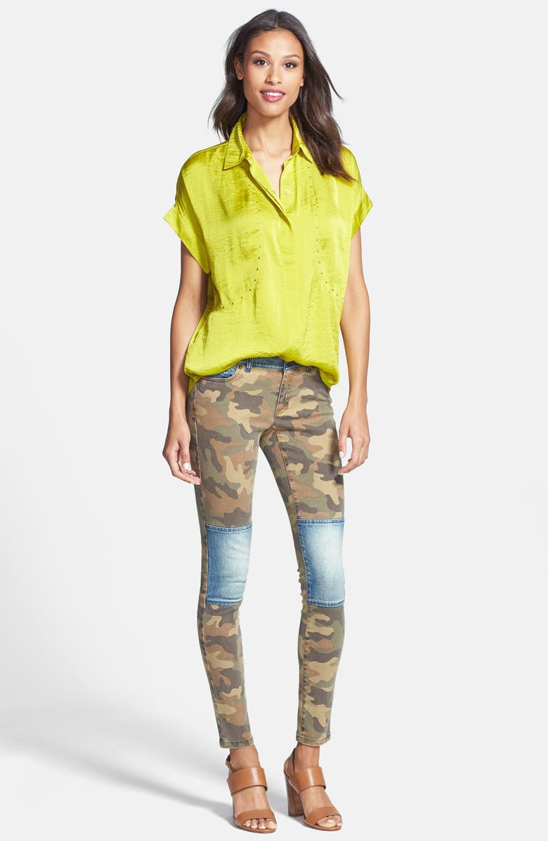 MICHAEL Michael Kors Camo & Denim Skinny Jeans, Alternate, color,