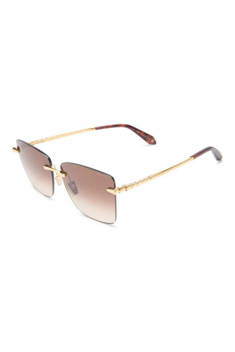 Serpenti Viper Rimless Square Sunglasses, Alternate, color, SHINY ENDURA GOLD / BROWN