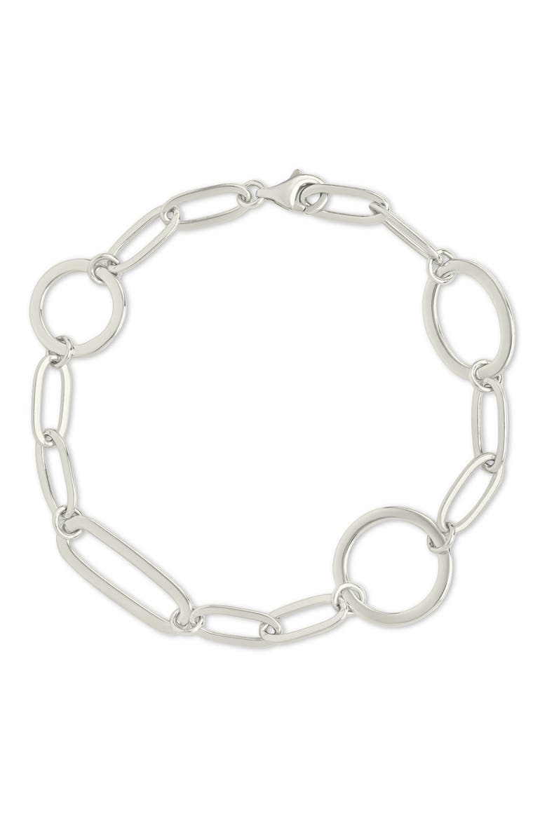 Lyla Round & Oval Link Chain Bracelet, Main, color, SILVER