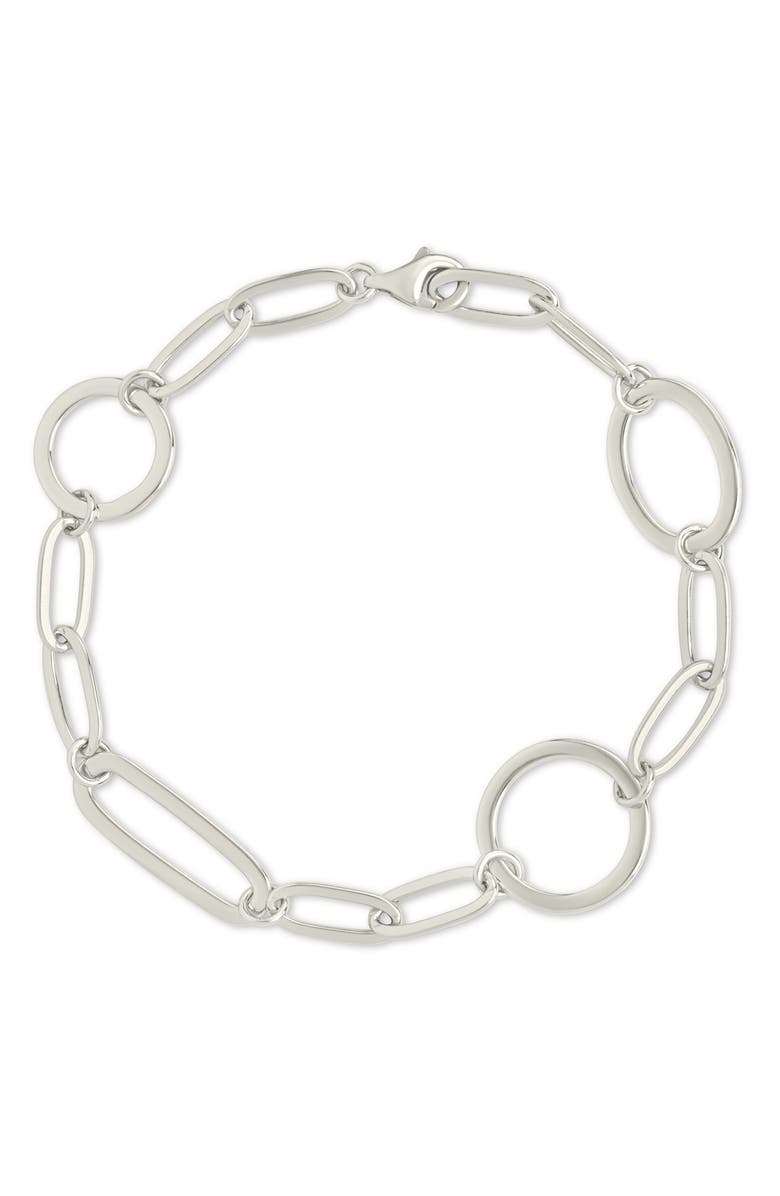 Sterling Forever Lyla Round & Oval Link Chain Bracelet, Main, color, Silver