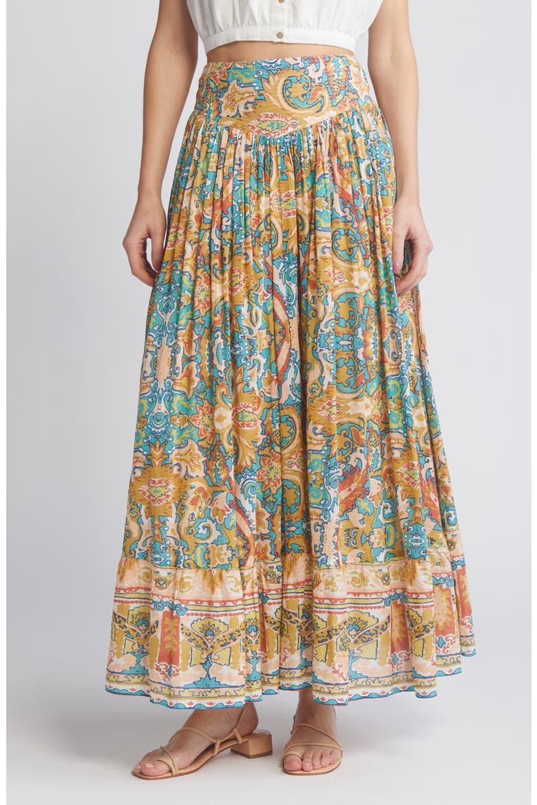 Raelynn Print Organic Cotton Maxi Skirt, Main, color, LAS PALMAS PRINT