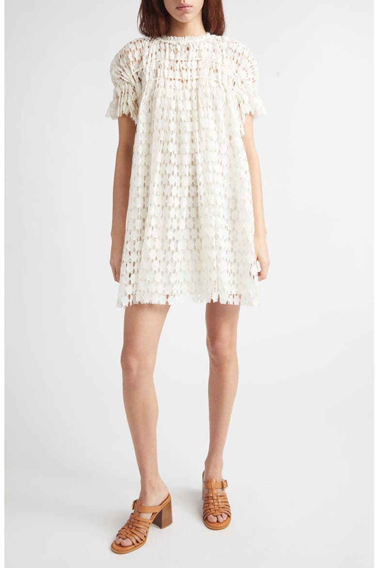 Layla Lace Trapeze Dress, Main, color, CHALK