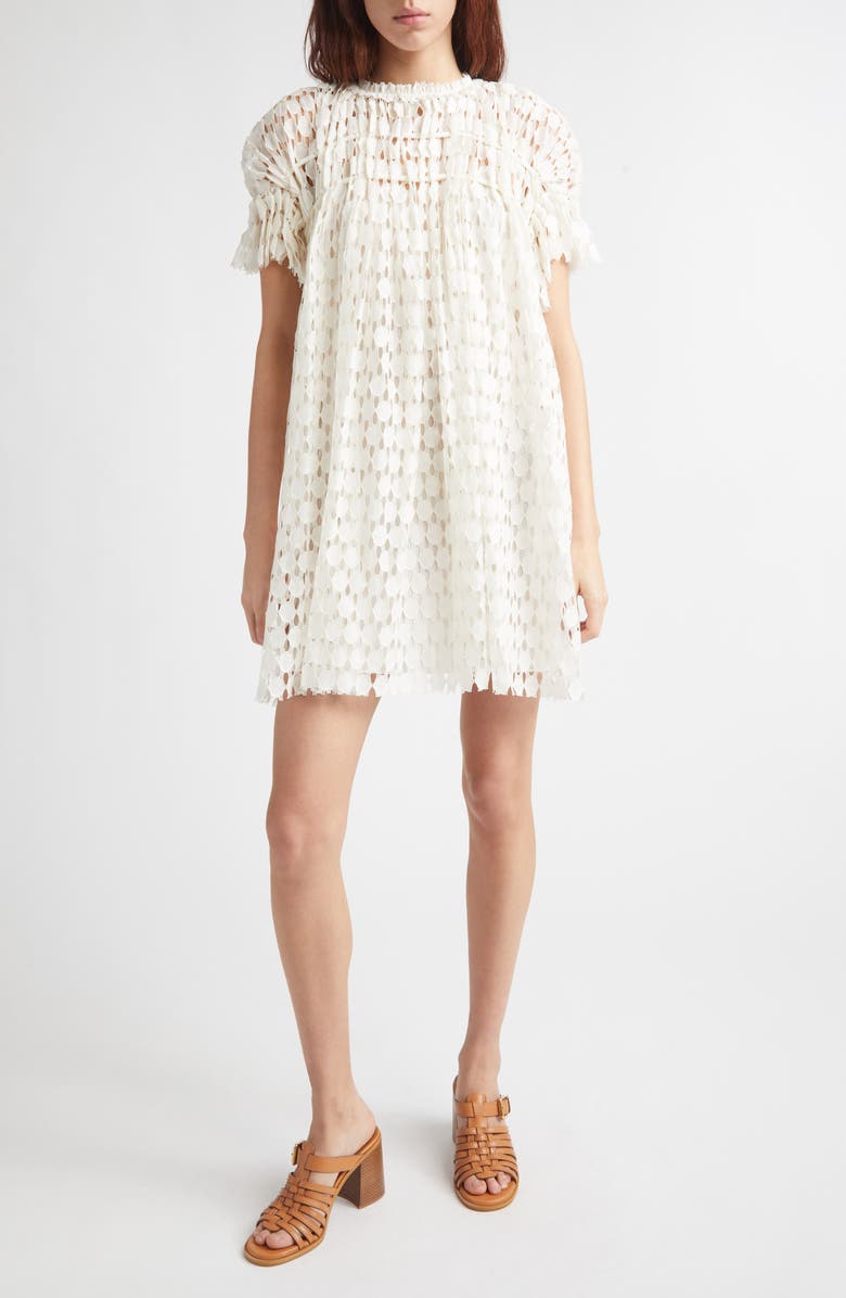 Ulla Johnson Layla Lace Trapeze Dress, Main, color, Chalk