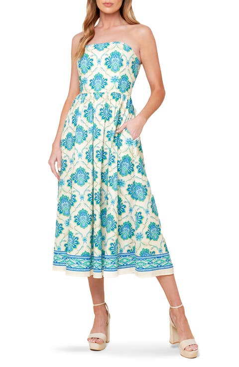 Strapless Cotton Fit & Flare Sundress