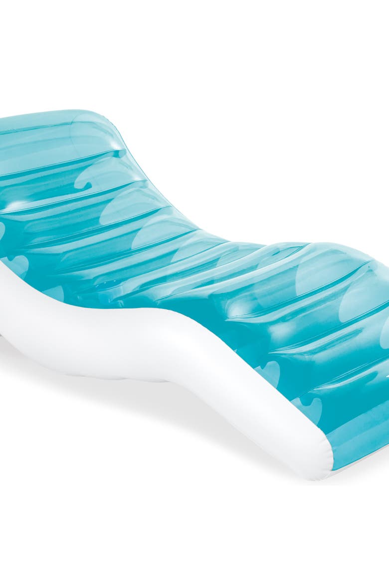 Inflatable Splash Water/Pool Lounge in Teal & White, Alternate, color, Blue