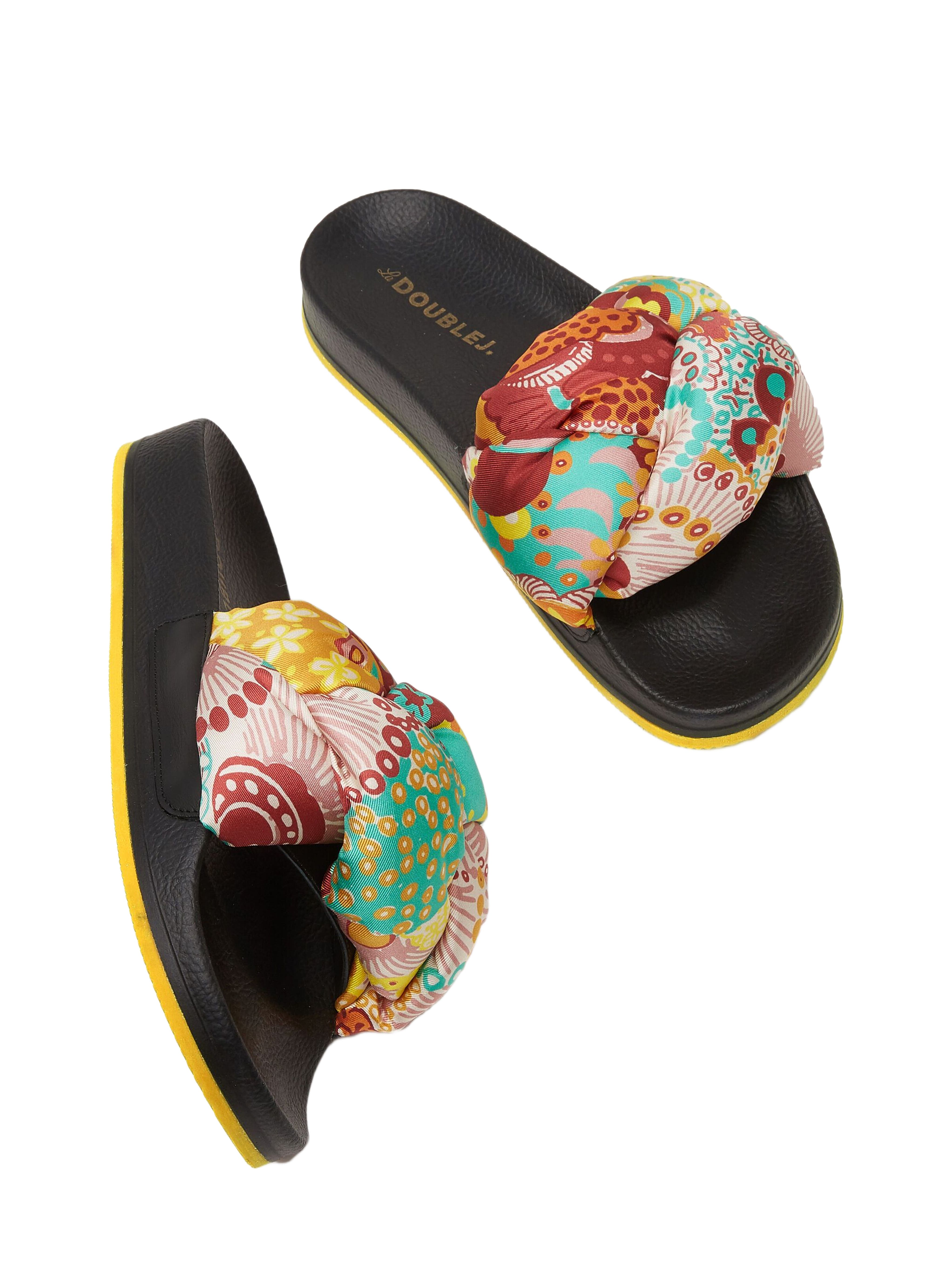 La DoubleJ Treccia Slides Holi Yellow, Alternate, color, 