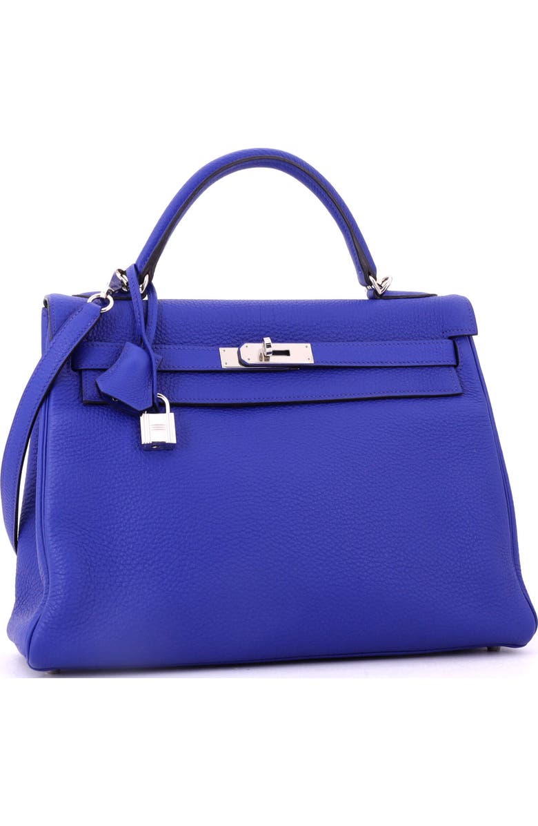 Pre-Owned Hermes Kelly Handbag Blue Togo with Palladium Hardware 32, Alternate, color, Bleu Electrique