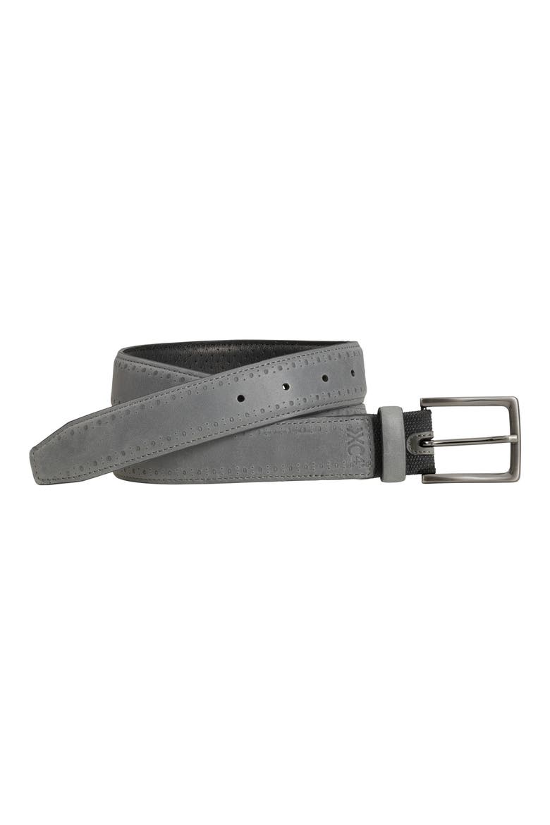 XC4 Perforated Leather Belt, Main, color, LIGHT GRAY LEATHER