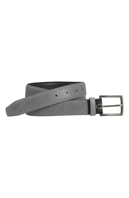Johnston & Murphy XC4 Perforated Leather Belt in Light Gray Leather 