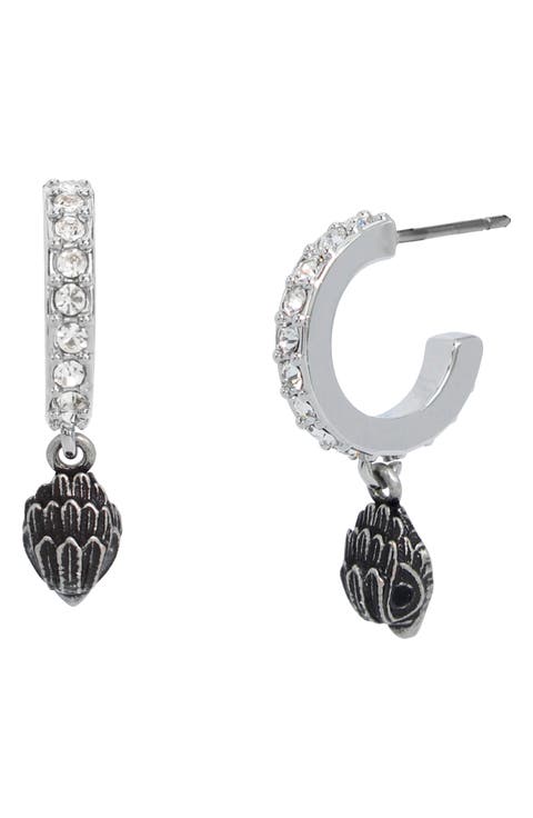 Micro Pavé Crystal Eagle Huggie Hoop Earrings