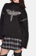 Disturbia Mourn Moth Blanket Stitch Knit Sweater