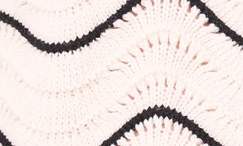 Cece Wave Stripe Scalloped Cardigan In White