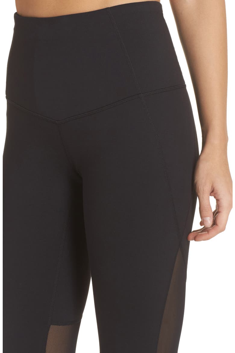 'Live In - Sultry' High Waist Mesh Crop Leggings, Alternate, color, BLACK