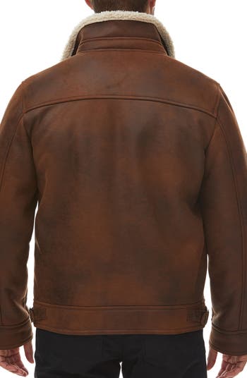 Rainforest Faux Shearling Lined Leather Aviator Jacket Rainforest Faux Shearling Lined Leather Aviator Jacket