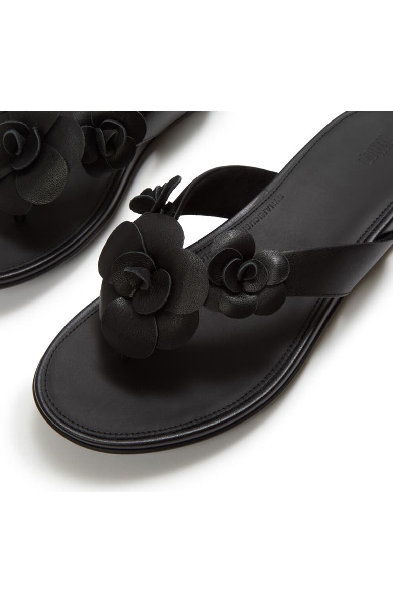 FitFlop Gracie Flower Flip-Flops, Alternate, color, Black