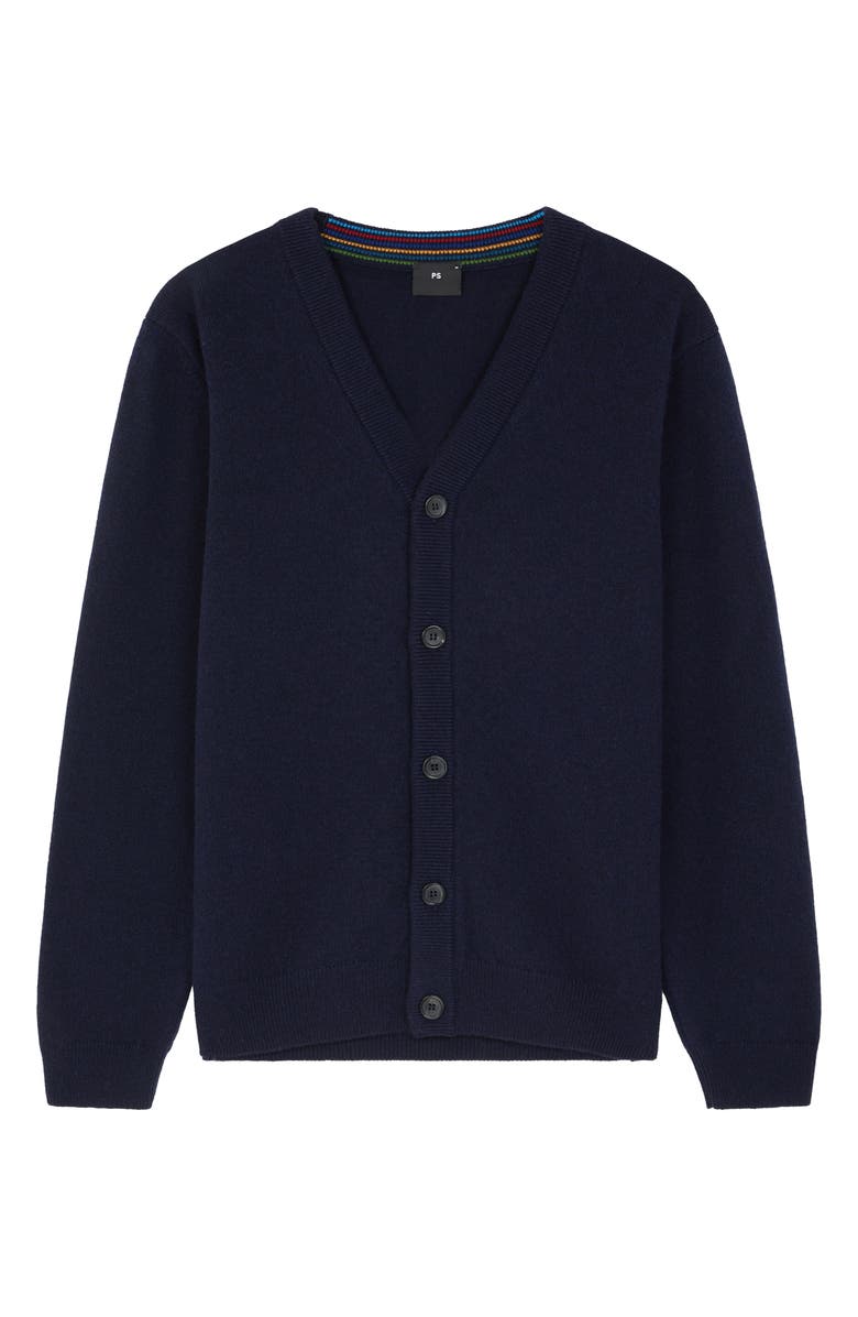 PS Paul Smith Merino Wool Cardigan, Alternate, color, Very Dark Navy