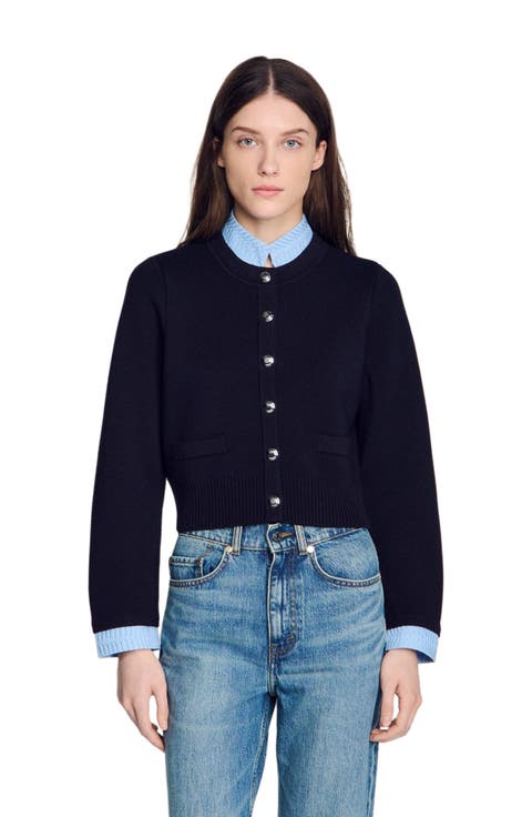 Two-tone origami collar cardigan