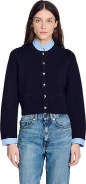 SANDRO Two-tone origami collar cardigan