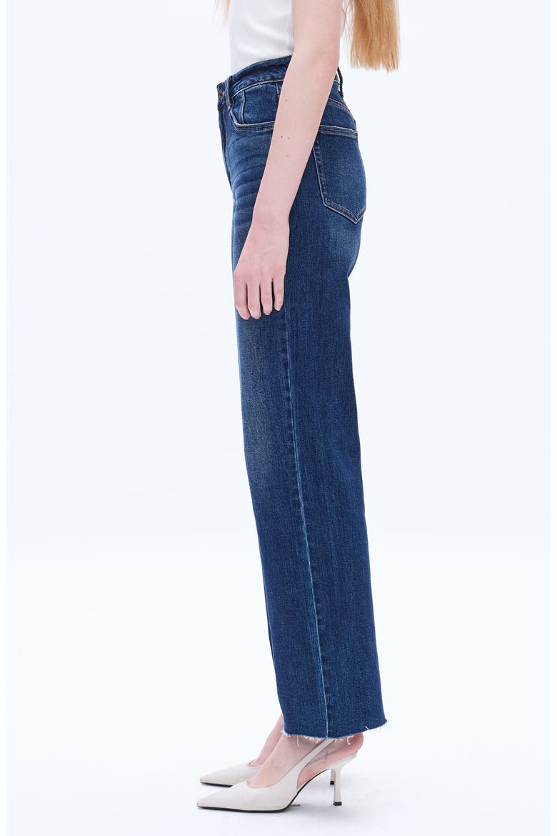 Raw Hem High Waist Wide Leg Jeans, Alternate, color, SAPPHIRE