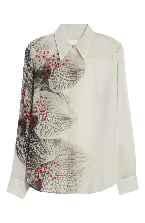 Dries Van Noten Chowy Embellished Floral Silk Button-up Shirt In Black