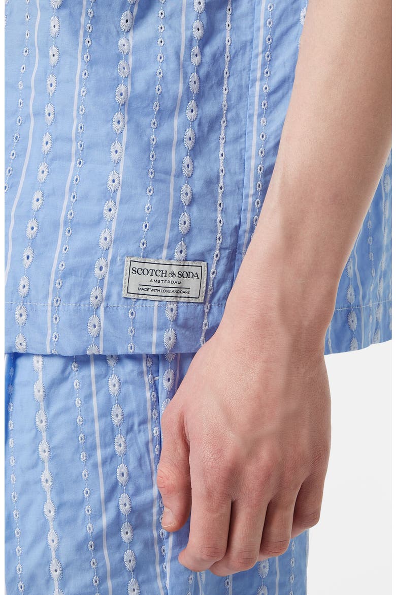 Embroidered Cotton Camp Shirt, Alternate, color, SKY BLUE