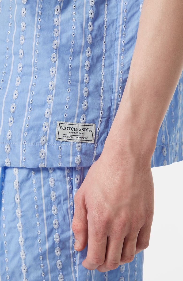 Scotch & Soda Embroidered Cotton Camp Shirt, Alternate, color, Sky Blue