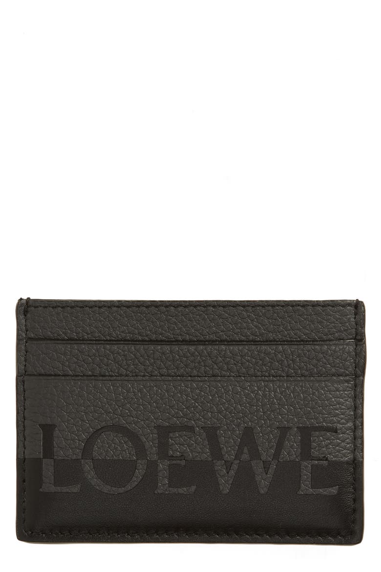 Signature Plain Leather Card Holder, Main, color, ANTHRACITE/ BLACK