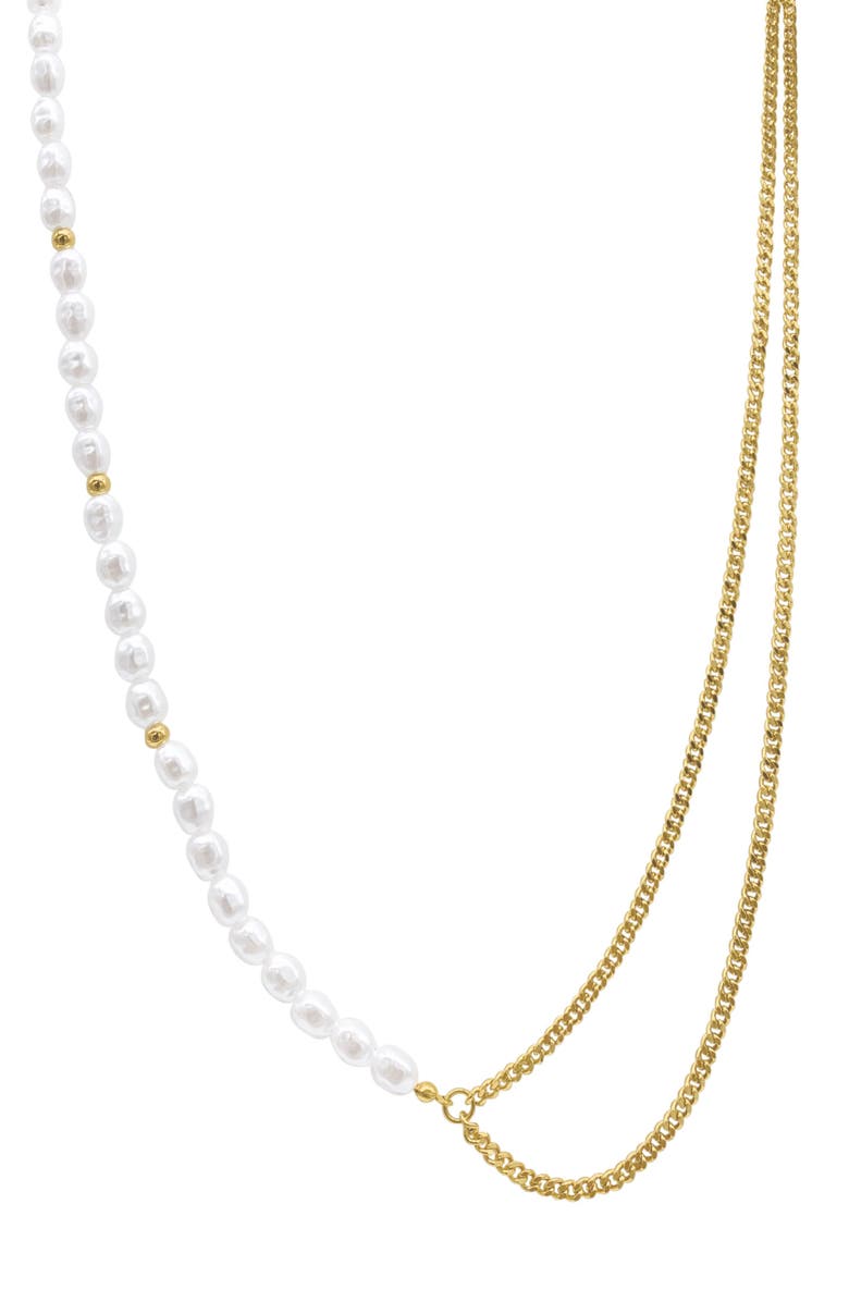 Adornia Imitation Pearl & Curb Chain Necklace, Main, color, 