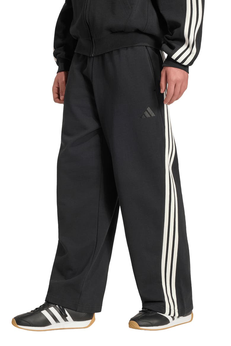 Kit 3-Stripes Wide Leg Pants, Main, color, BLACK/ OFF WHITE