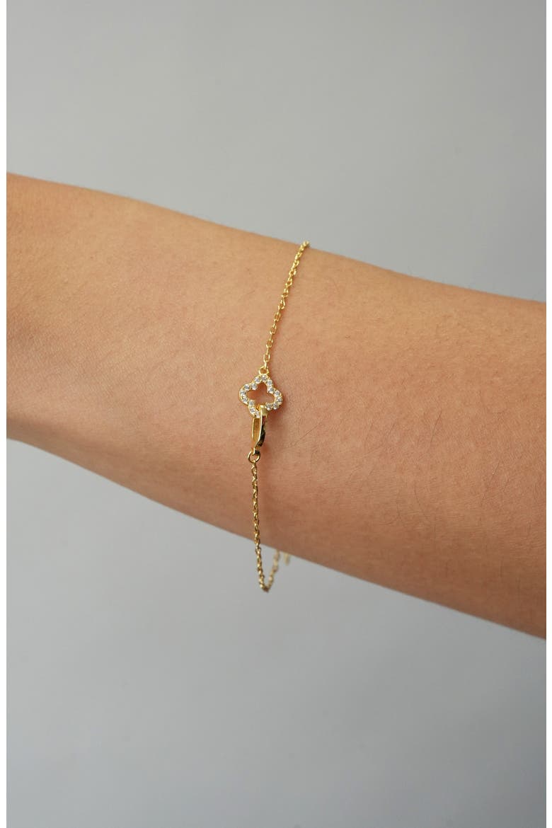 Cubic Zirconia Clover Interlock Bracelet, Alternate, color, GOLD