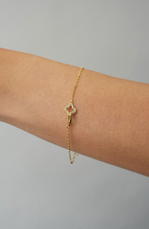 Argento Vivo Sterling Silver Cubic Zirconia Clover Interlock Bracelet In Gold