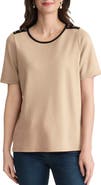 Jones New York Button Placket Shoulder T-Shirt