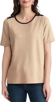 Jones New York Button Placket Shoulder T-Shirt