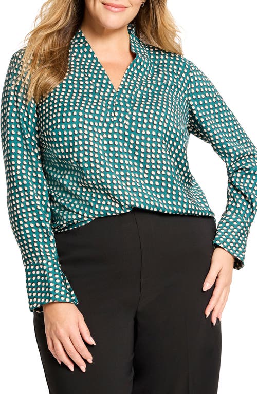 Nic + Zoe Nic+zoe Shadow Dot Long Sleeve Top In Blue